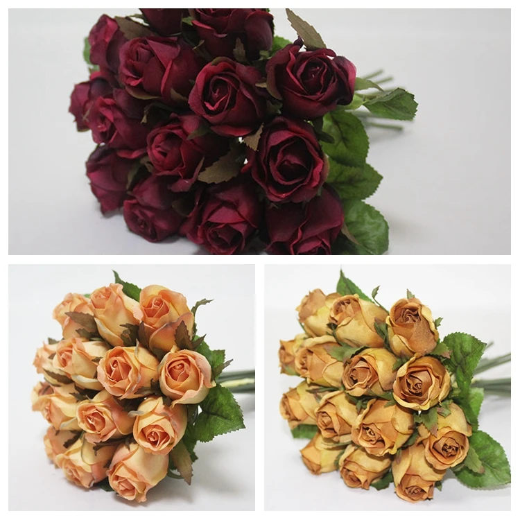 Wedding Decorative Flowers Bouquet Artificial Rose Bouquet Silk Rose
