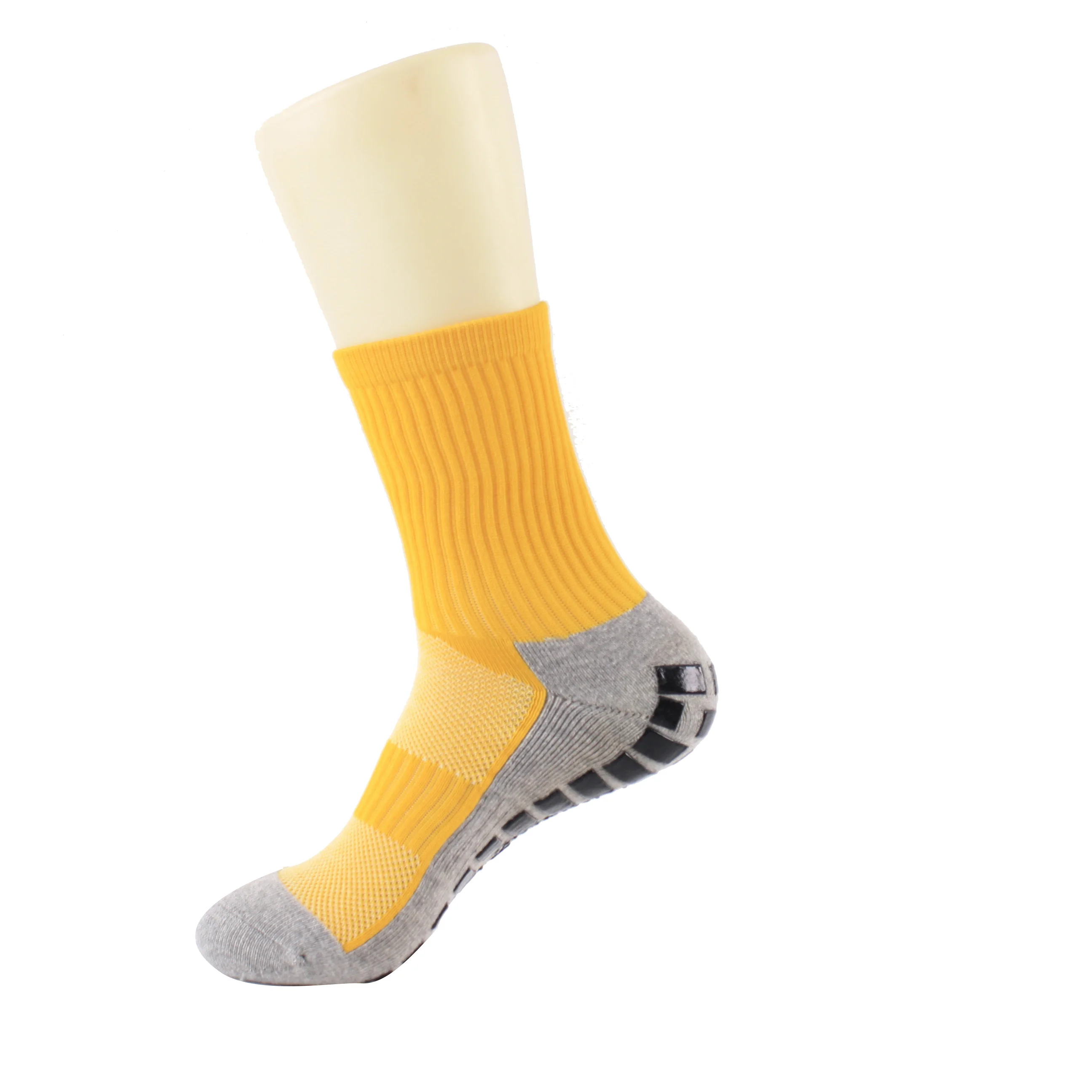 

yellow anti-slip custom men trampoline socks with silicon grip, Custom color