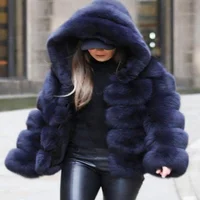 

2019 Fashion Faux Fur Hooded Coat Winter Clothing For Women Fake Fox Fur Waistcoat &Jacket For Lady XXXL