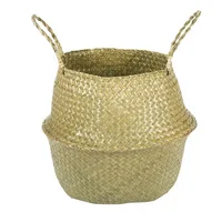 

Natural Seagrass Belly Basket Panier Storage basket Plant Pot Collapsible Nursery Laundry Tote Bag/basket with Handles