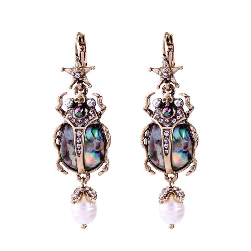 

ed01226c Fashion Lovely Scarab Pearl Earrings Wholesale Women Earrings tarnish free Jewelry