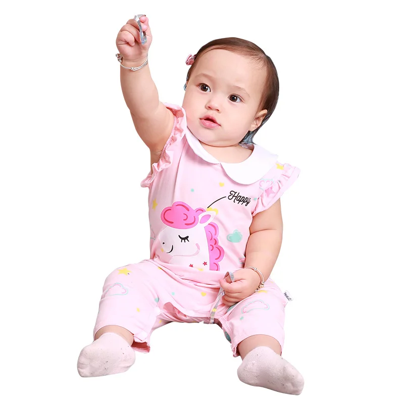

Lovely girls romper with rabbit ear hair band pink short sleeves wear for baby, Pink;blue