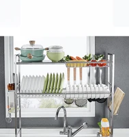 

New & improved metal 2 tiers rustless drain storage rack draining plate rack for kitchen