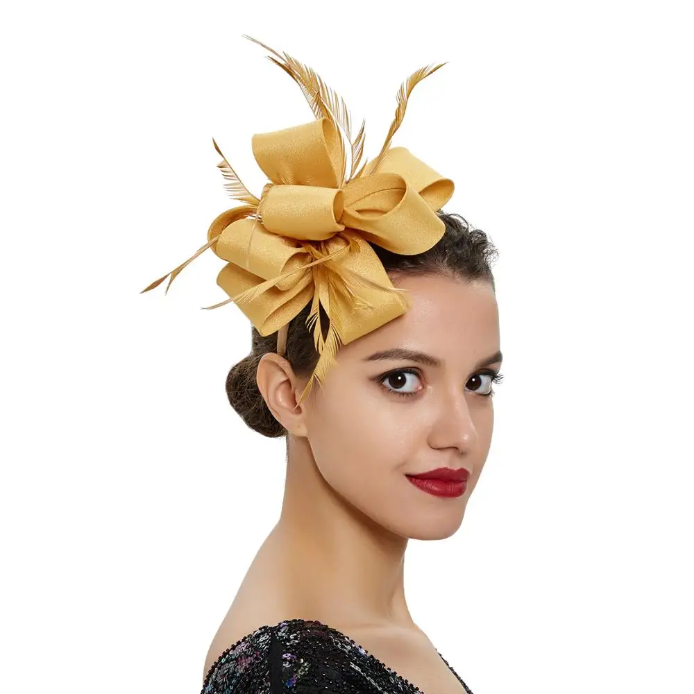 

Fascinator Hats for Women Tea Party Wedding Headband Feather Cocktail Headwear Hair Clip for Girls
