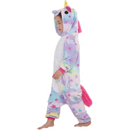 

Children Pajamas Unicorn Winter Cartoon drop shipping One Piece Sleepwear licorne Warm pijama de unicornio Inverno, N/a