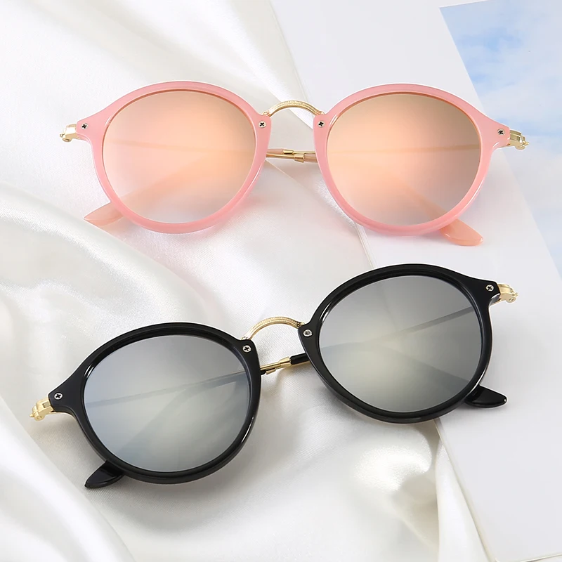 

New classic mirrored lens frame round transparent unisex sunglass 2019, Any color