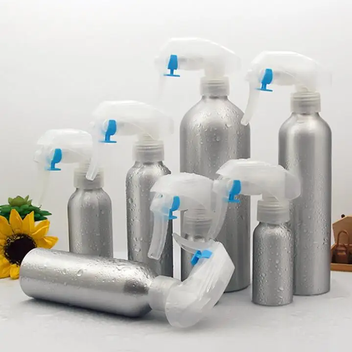 30ml 50ml 100ml 150ml 200ml 300ml 500ml 1000ml aluminum bottles with trigger sprayer for Cosmetic