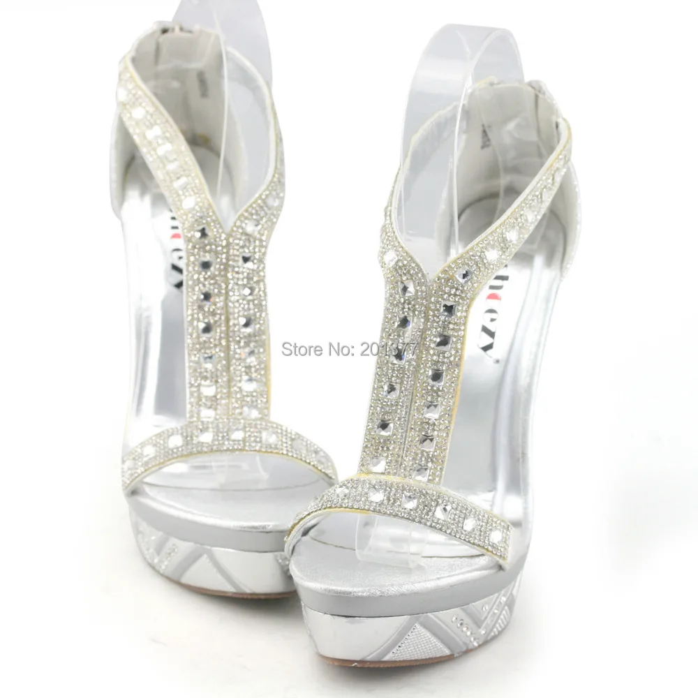 Shoezy Damen Silber High Heels Glitzer Plattform Stilett Shoezy Damen Silber High Heels Glitzer Plattform Stilett