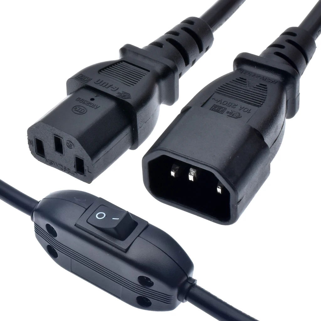 C14-c13 Extension Power Cord,Iec 320 C13 Female To C14 Male With 10a On ...