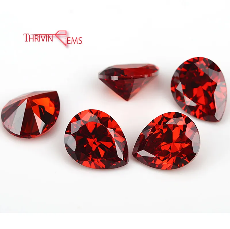 

Thriving Gems hot selling colored zirconia pear shape cz stone for jewelry