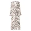 2019 new ruffled dress for women spring fashion dress long sleeve chiffon layer dress with elastic waist elastic