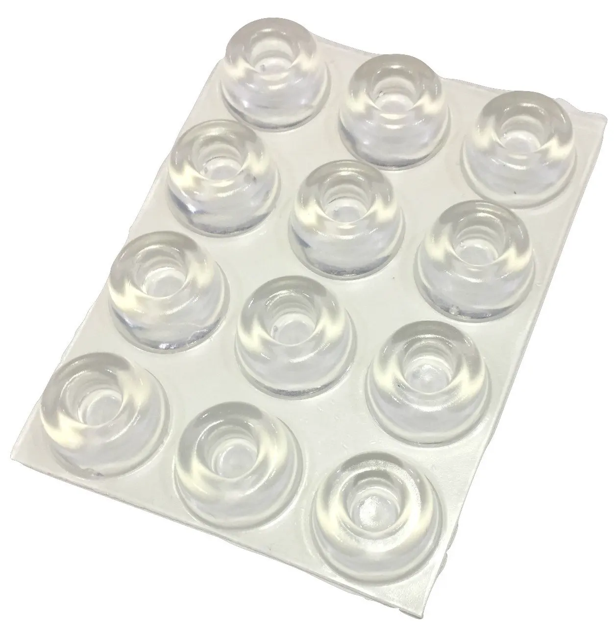 GorillaGrit Small Clear Door Knob Bumpers (Set of 12) - Made in USA - Self-Adhesive Door Stoppers Wall Protectors Rubber Feet for Speakers, Electronics, Furniture