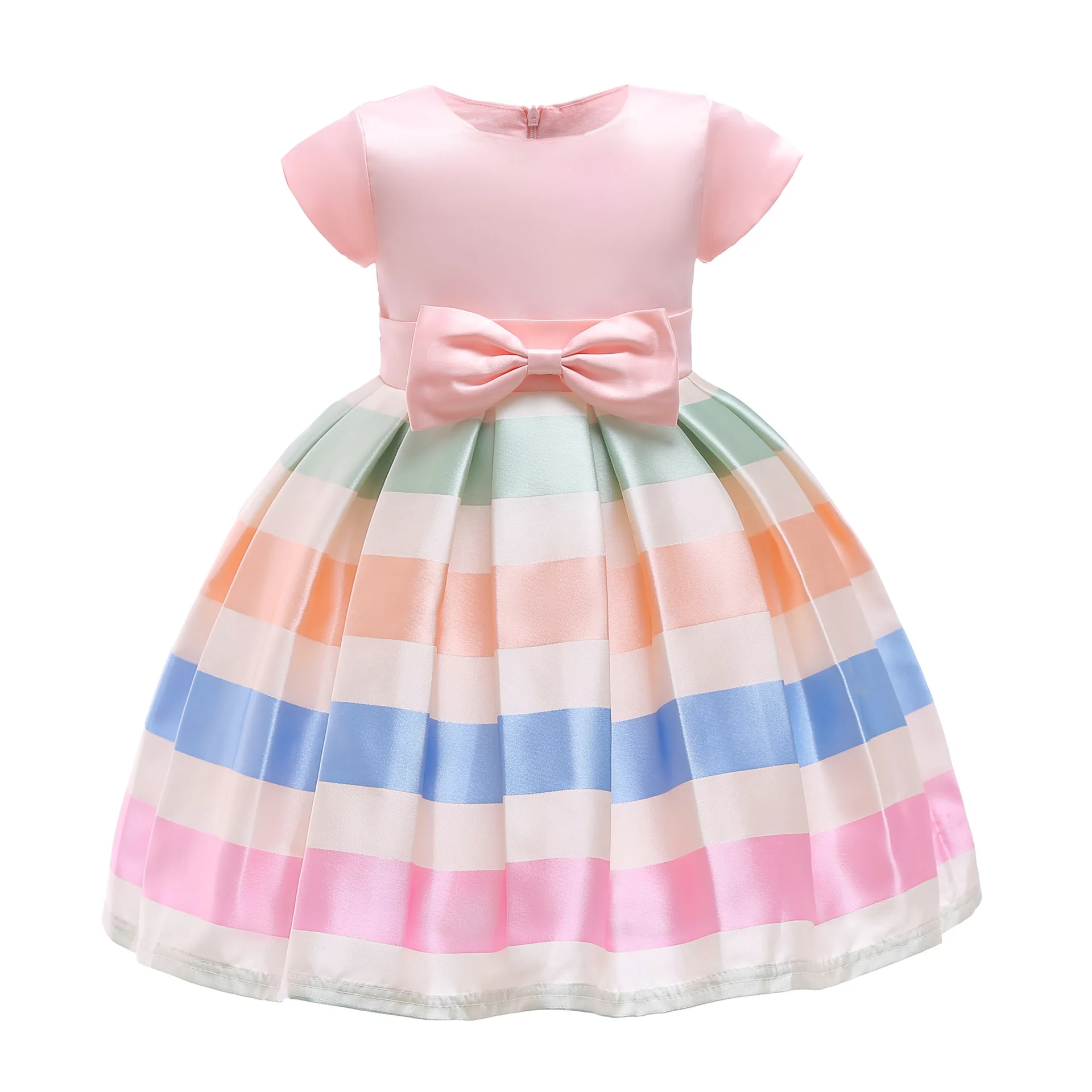 

2019 New Autumn kids casual dress printed formal fancy candy color girl dresses, N/a