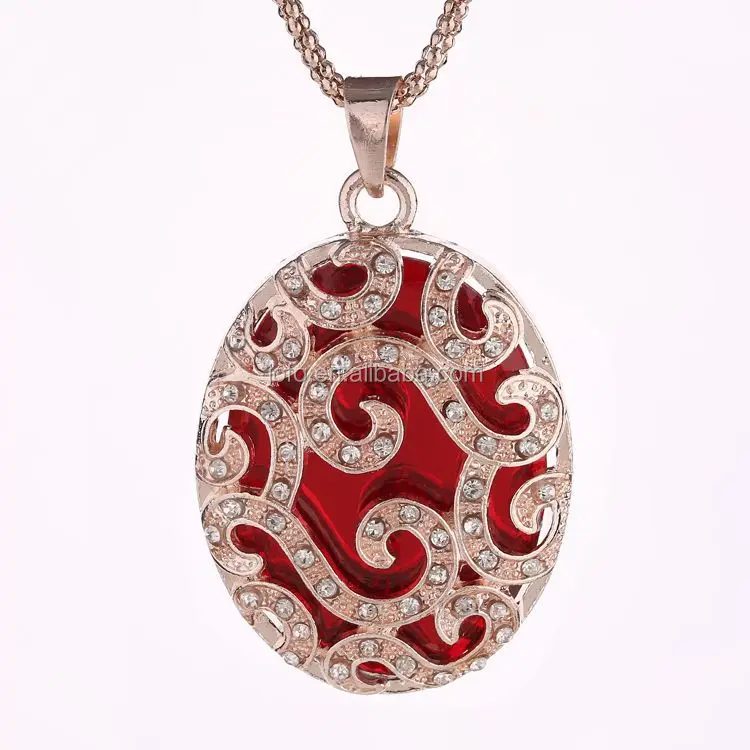 

2015 New 4 Colors Hot Fashion Romantic Artificial Gem Hollow Oval Necklace High Quality Jewelry For Women