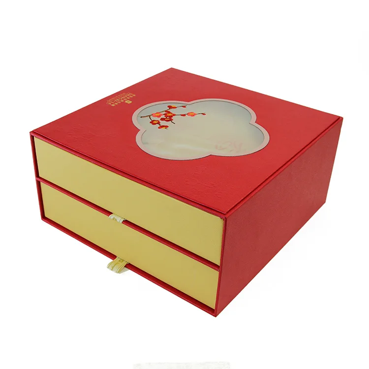 Luxury Cardboard Moon Cake Gift Packaging Double Layer Drawer Paper