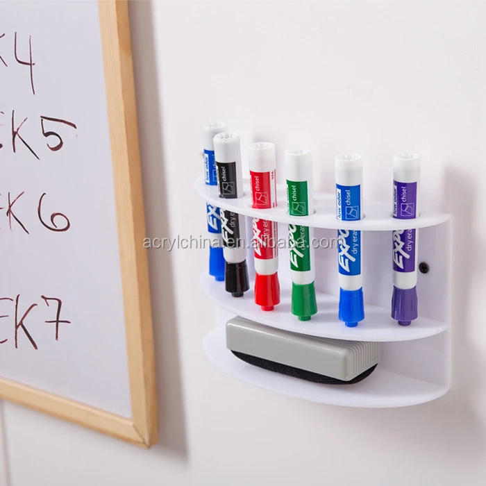 2tiered 6 Slots Wall Mounted White Acrylic Dry Erase Board Marker And