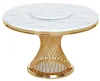 China supplier round glass marble top stainless steel frame dining table designs