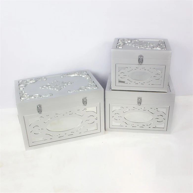 

Living Room Decorative Storage Function Metal Covered Fireproof Trunk with mirror