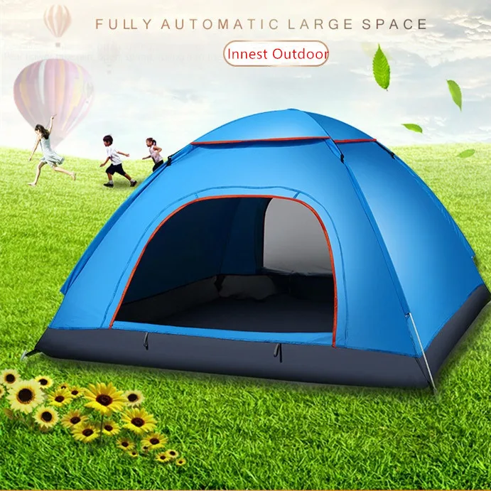 Hotsale Export Innest two door Tent 3-4 people 2 seconds speed automatic tent wholesale custom LOGO beach rain gift camping tent