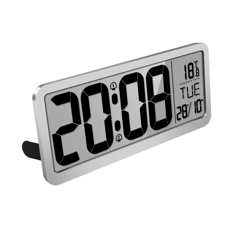 

Shenzhen electronic products high Quality LCD Music Wall Mounted Clock Desktop music alarm clock, Silver