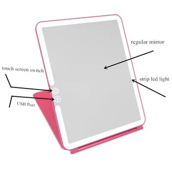 2018 Desktop Foldable Makeup Mirror With Led Lights And Touch Sensor