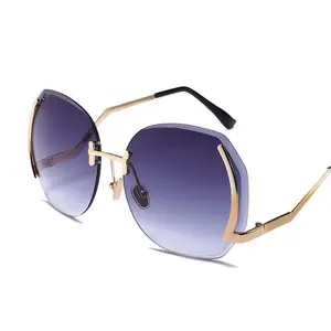 OEM custom rimless oversize vintage luxury large sun glasses sunglasses women 2019