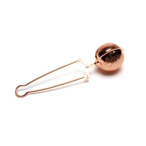 Image of Hot Selling Bright Plated Rose Gold Tea Infuser Stainless Steel Tea Strainer with Handle