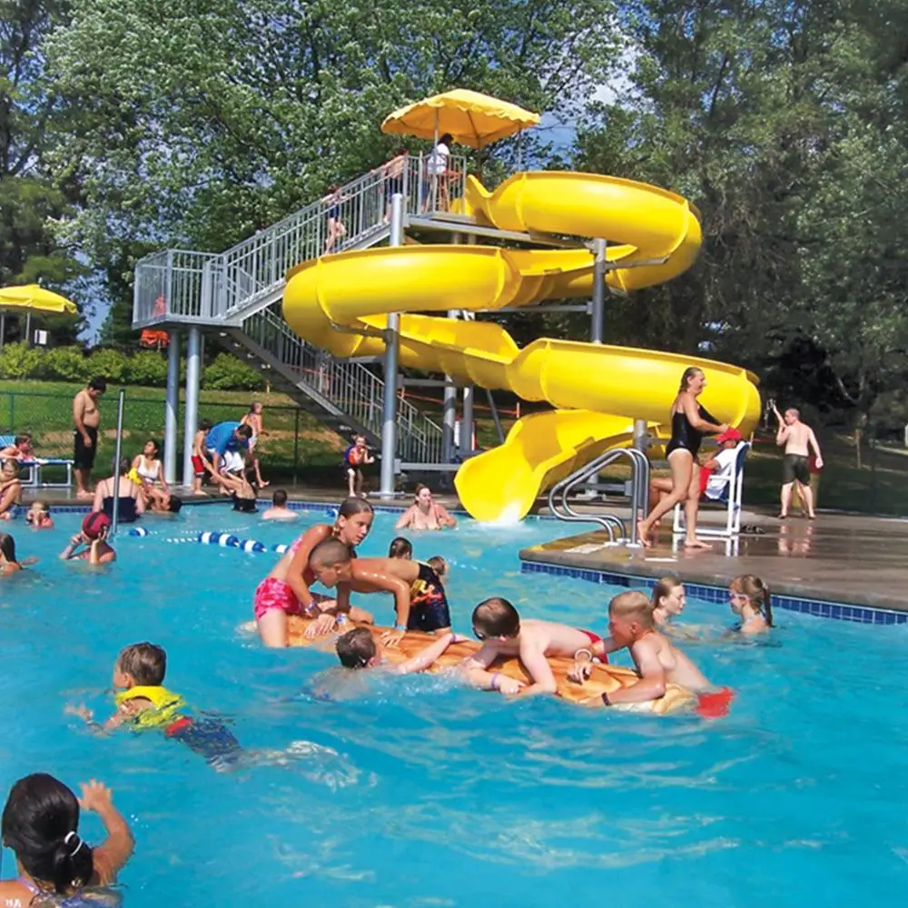 

Outdoor Yellow Fiberglass Water Slide for Family Holiday Water Amusement, Customized