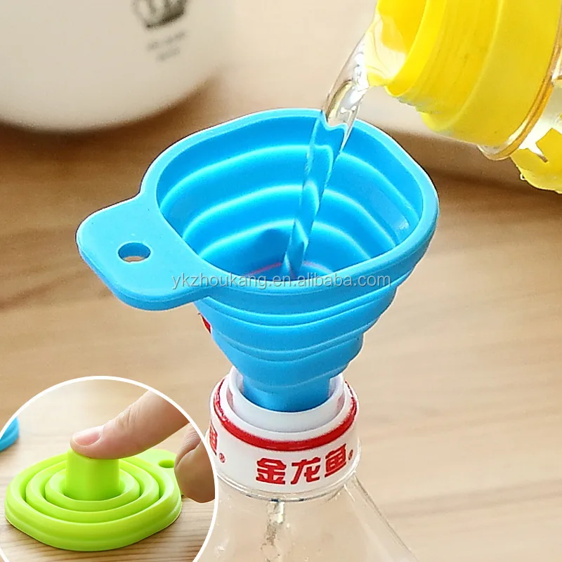 Food Grade Square Caliber Oil Funnel Silicone Collapsible Funnel For ...