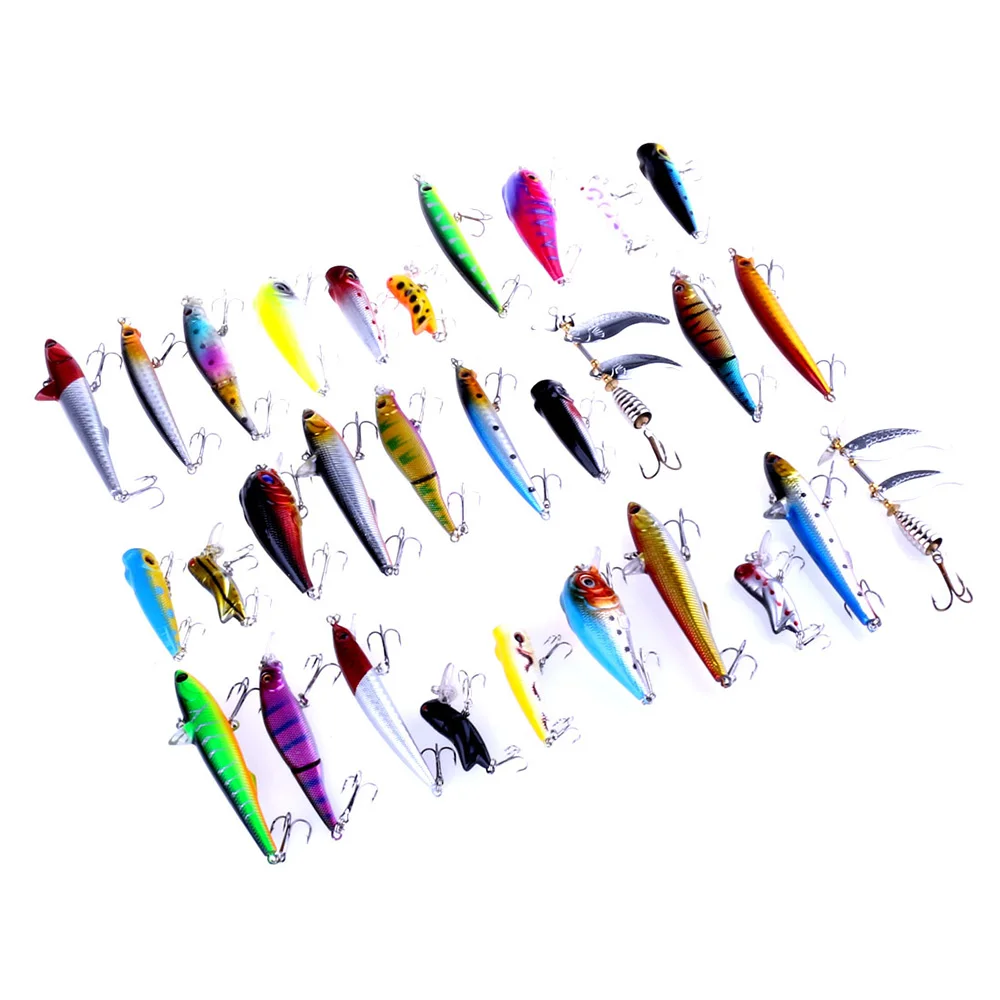 

30PCS Mixed fish kit Minnow/ POPPER /SPOON /multi-section Hard Bait Tackle Artificial Fishing Lure Set, As picture as you can see