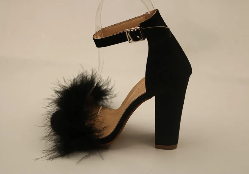 
F20621A Wholesale fashion women high heels shoes suede fur sandal for ladies 