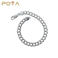 

POYA Jewelry 925 Sterling Silver Italian Double Link 5 mm Charm Bracelet with Lobster Claw