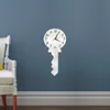Key shaped wall clock mirror wall sticker acrylic digital wall clock