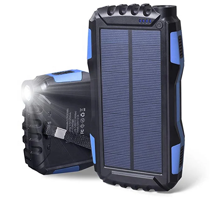 

Power Battery Charger Solar 20000Mah Waterproof Dustproof Flashlight Power Bank