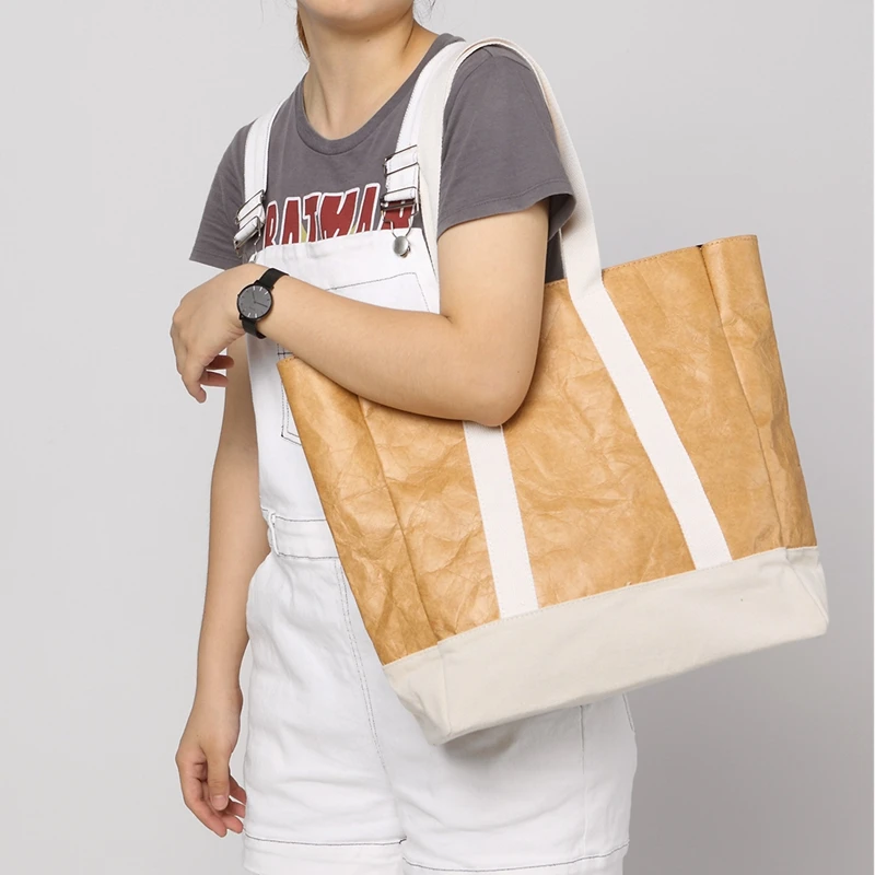 Waterproof breathable eco friendly lightweight high capacity load bearing stronger tyvek fashion tote shopping bag