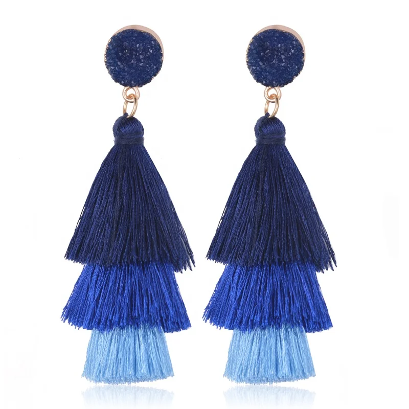 

Creative Gradual Colors Antique Ethnic Alloy Silk Tassel Earrings