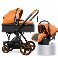 

Quick Installation Travel cochecito de bebe 3 en 1 Leather Baby Stroller 3 in 1 Hot Mom With Car Seat