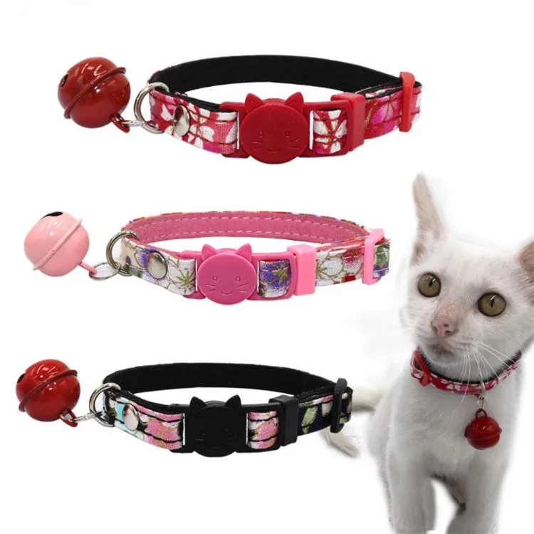 

Cute Flower Kitten Necklace Pet Accessories Breakaway Small Dog Cat Collar, Black/red/pink