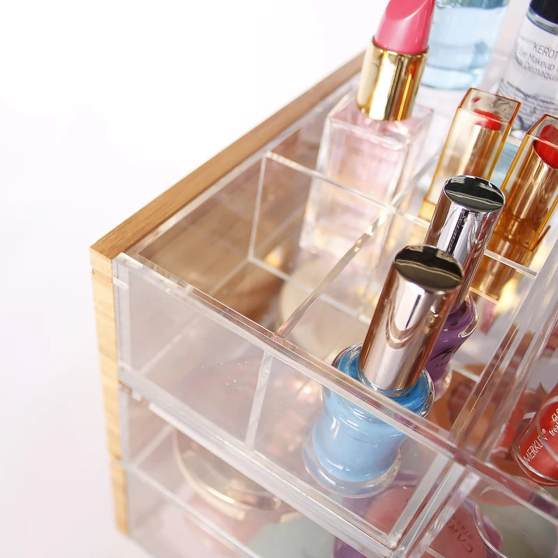 2 Drawers Counter Small Bathroom Drawer Storage Organizer With Tray