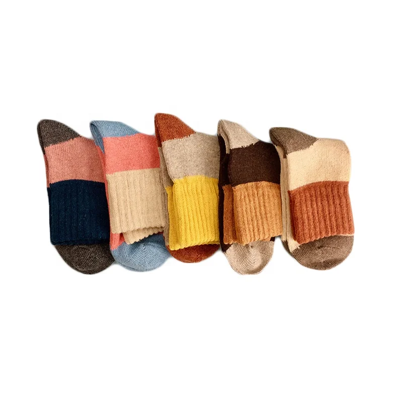 

New products Korean Japanese style fashion knitted warm colorful women camel wool socks, 5 colors