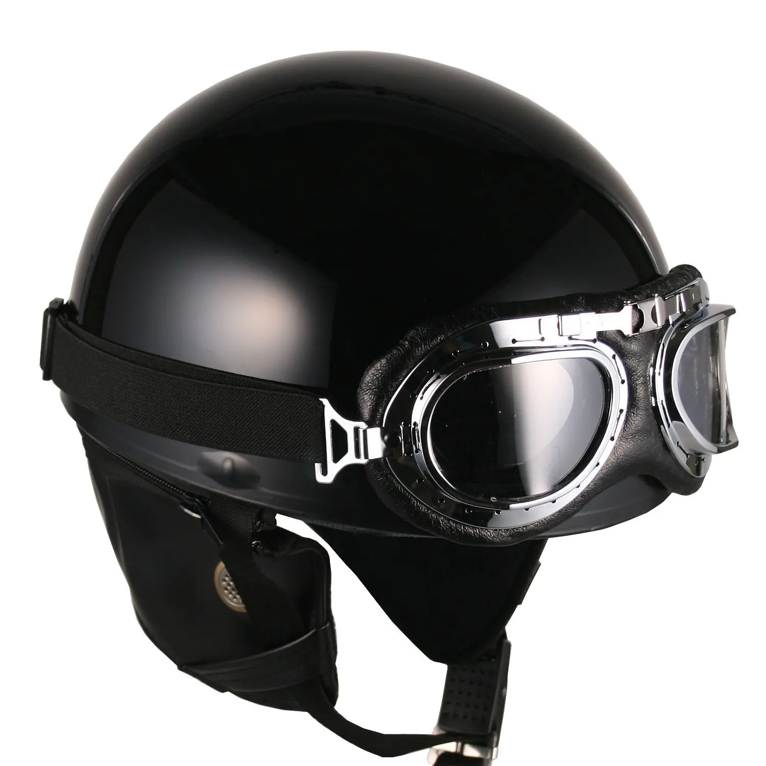 Buy Goggles Vintage German Style Half Helmet (White Blue-star , Large) Motorcycle Biker Cruiser