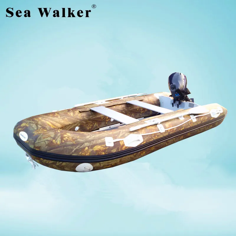 
Seawalker 3.8M Inflatable Fishing Boat 2018 New Style Camouflage Pvc Fishing Sport Boat With Aluminum Floor For Hot Sale 