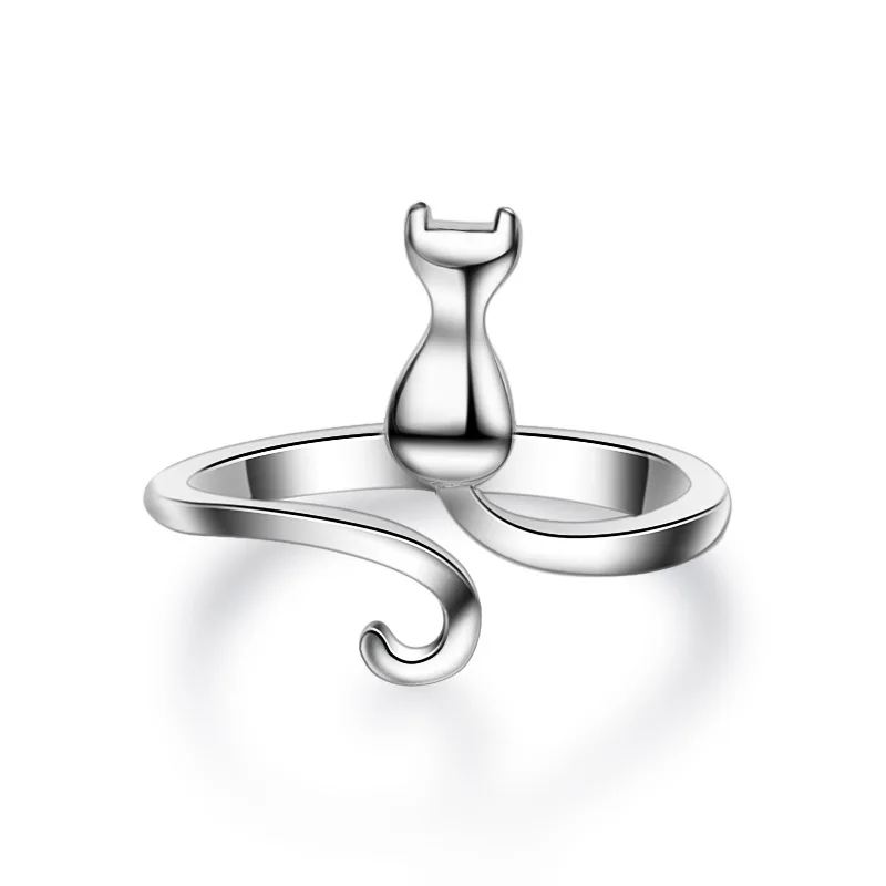 

Fashionable new design cute cat alloy ring for wholesale silver plated ring