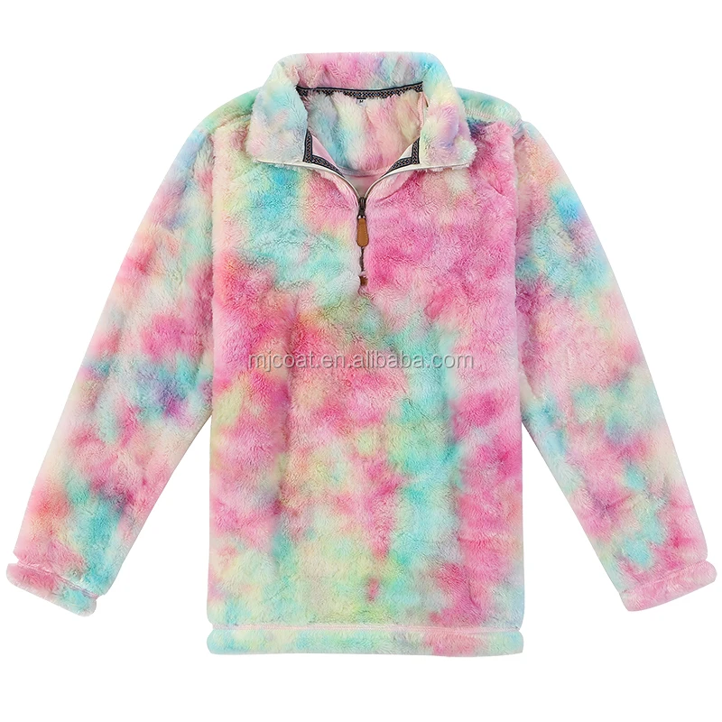 tie dye sherpa pullover wholesale