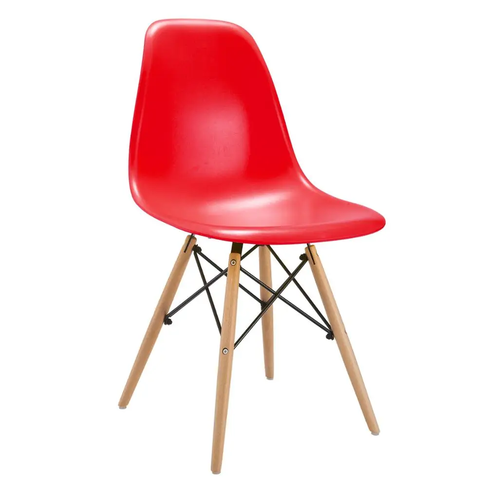
Modern Design White PP Plastic Dining Chairs With Beech Wood Legs 