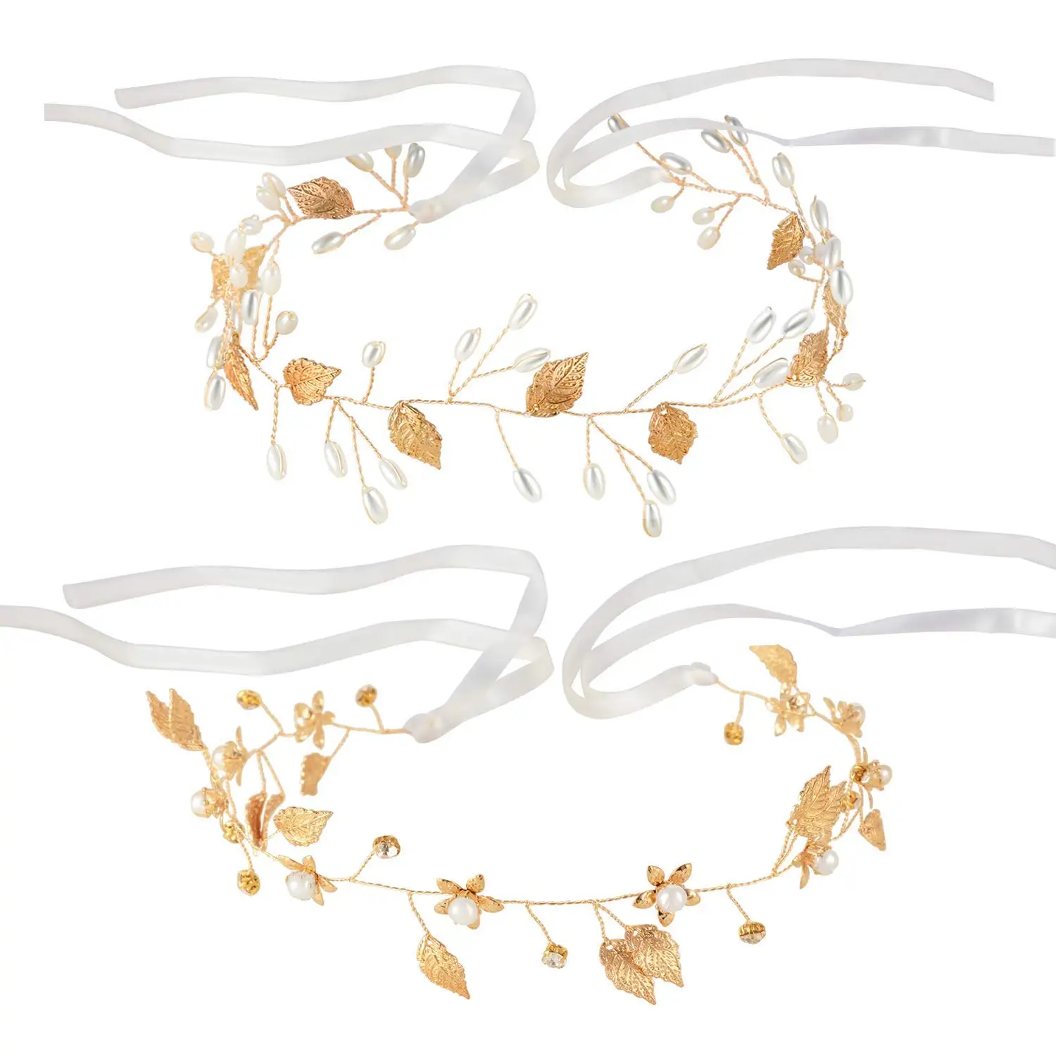 Blue Huntgold 2x Bridal Clip Brooch Feather Hair Flower Wedding