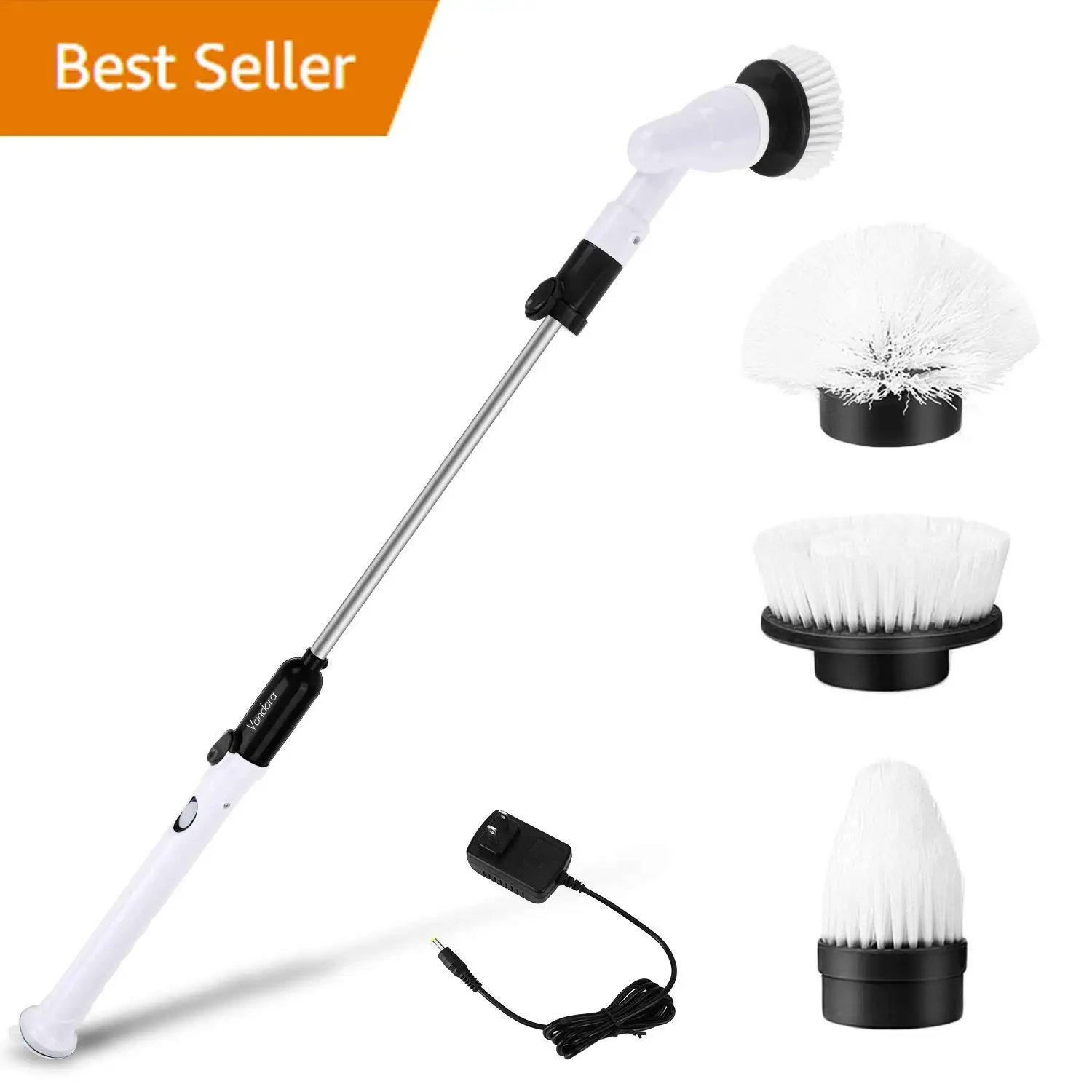 Spin Scrubber- Cordless Power Spin Scrubber for Bathroom, Floor, Wall, Floor, Scrub Brush Scrubber- Easy Way to Scrub- No Bending, No Hard Work- With 3 Waterproof Rotating Head &1 Adapter (Black one)