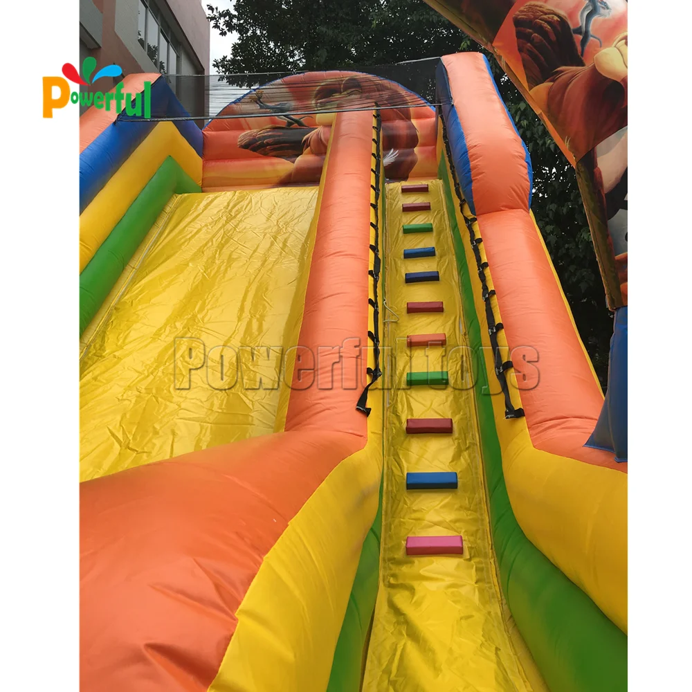 Popular cartoon theme kids playground inflatable dry bouncy castle slide