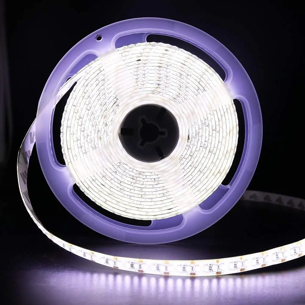 XUNATA 16.4ft LED Strip Lights 1020 LEDs, SMD3014 Non-Waterproof Flexivle LED Tape Light with DC12V 5A Power Supply, Cool White 6500K
