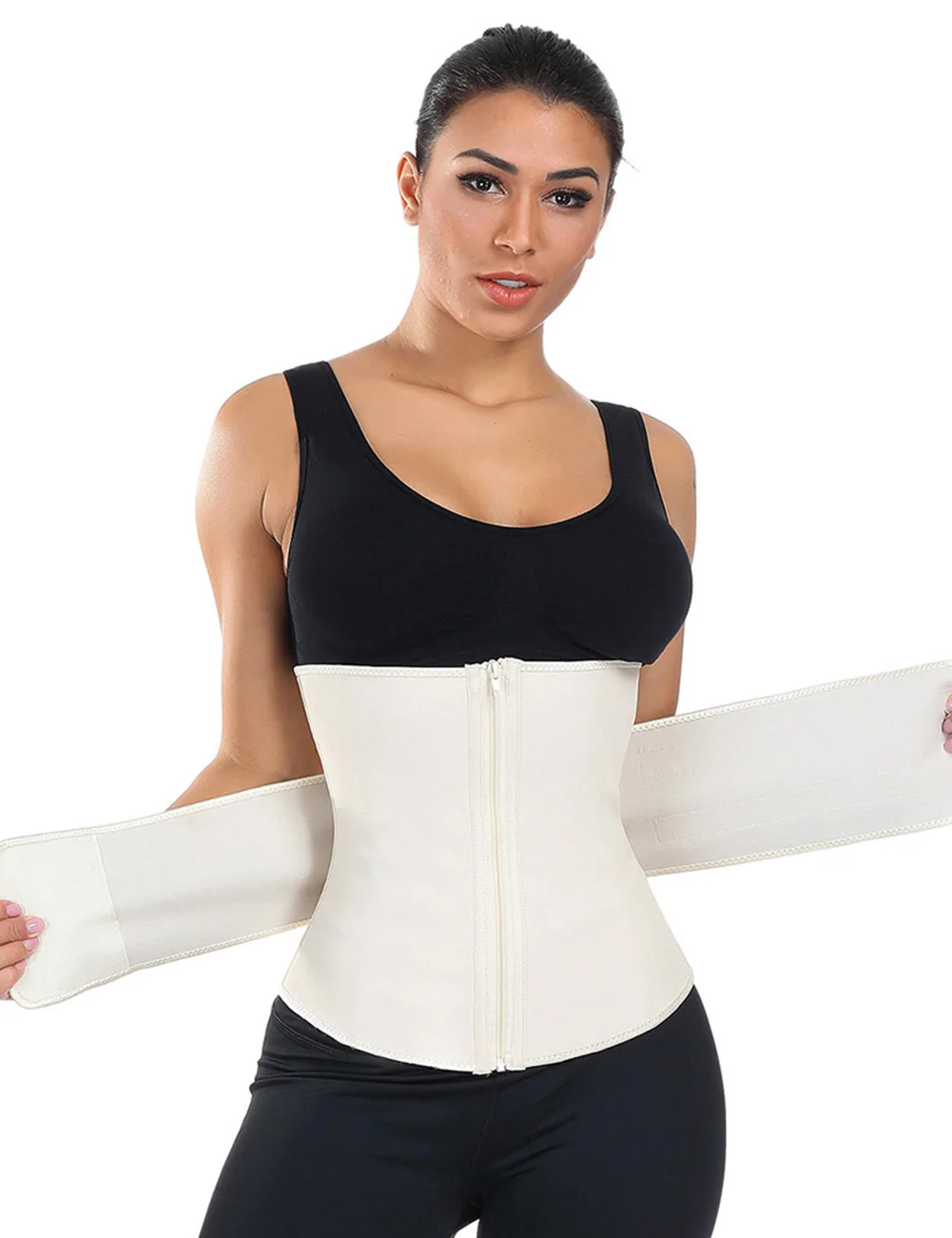 High Quality Nude Plus Size Waist Belt Slim Zipper Latex Waist Trainer Women